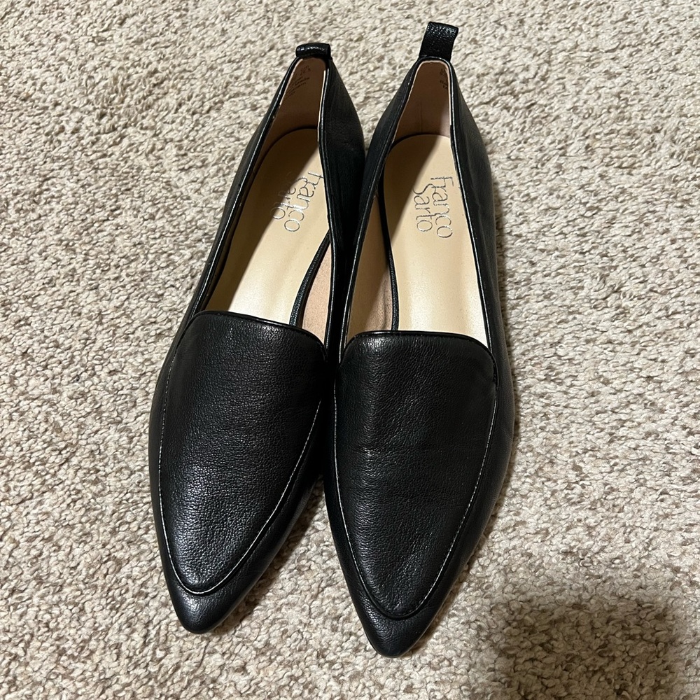 EUC Franco Sarto black leather loafers - 9.5 women’s